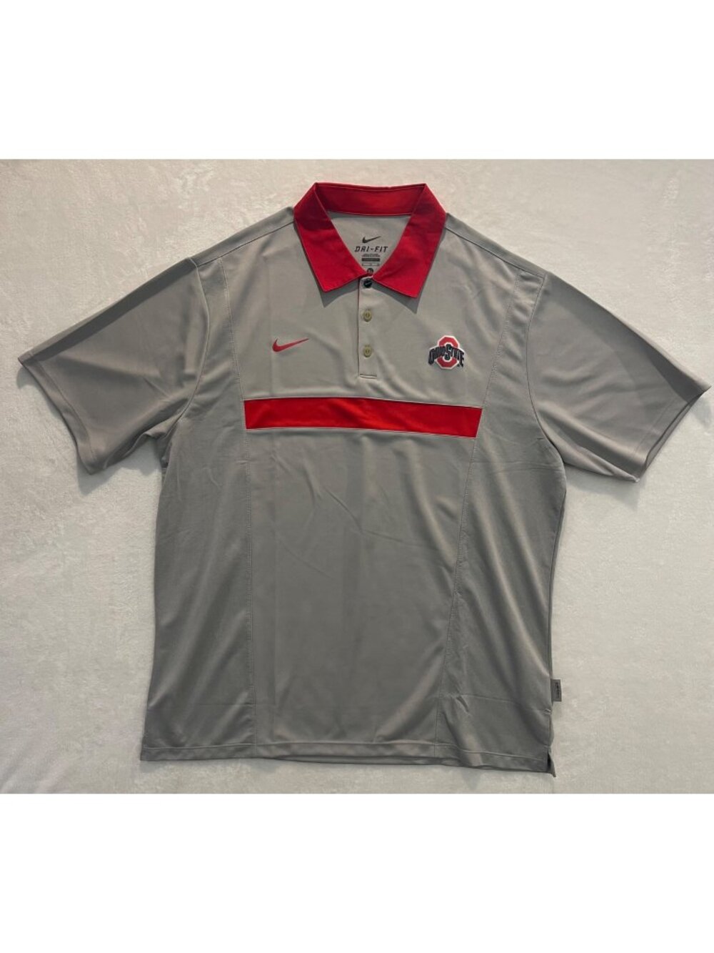 Nike Dri-Fit Ohio State Buckeyes Polo Gray SS Men's XL